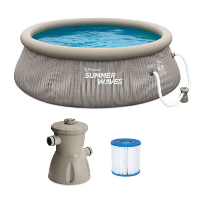 Summer Waves Round Inflatable Pool 36'' H x 120'' W x 120'' L , with Pump Included