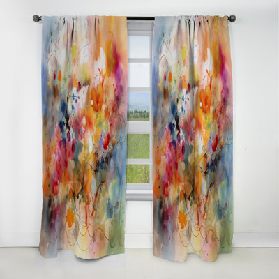 Colorful Transformations Of Flow I - Liquid Ink Abstract Blackout Curtain - 1 Panels