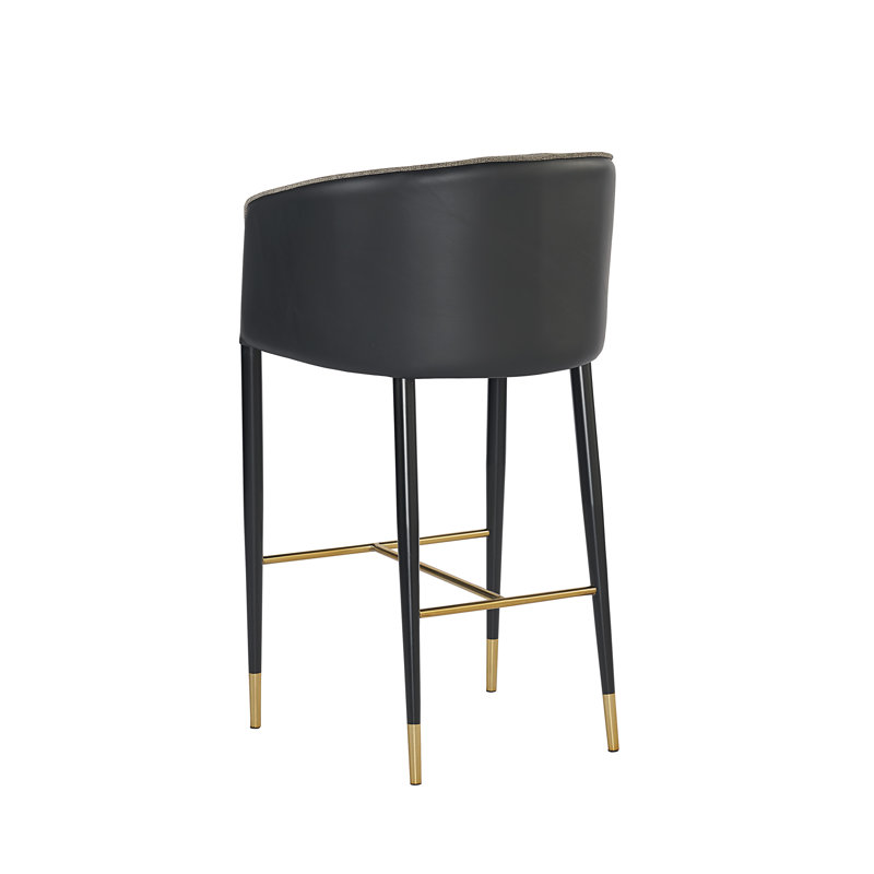 Asher Barstool - Sparrow Grey / Napa Black, Bar Stool (30" Seat Height), Black