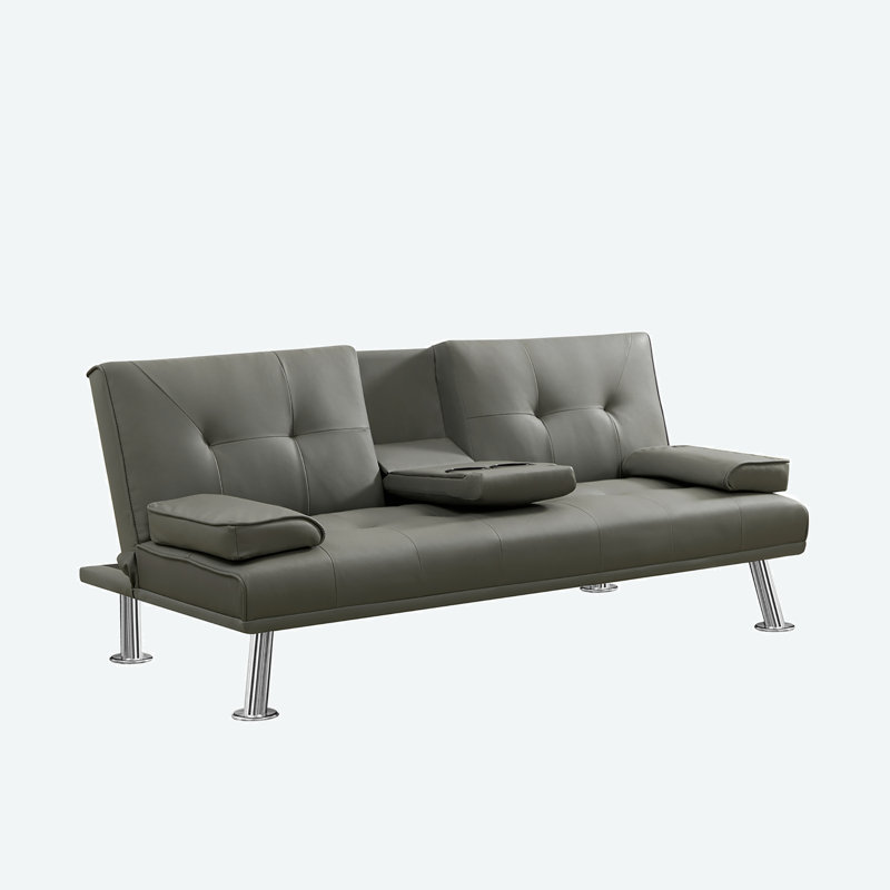 Canapé-lit 65,75 po Jadarrious, Similicuir gris