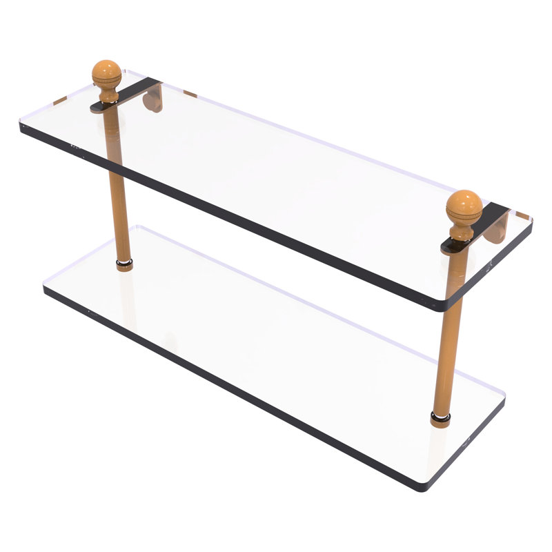 Étagère en verre à deux niveaux Mambo Collection Mambo, H 8 po x l 16 po x P 5 po, Jaune doré