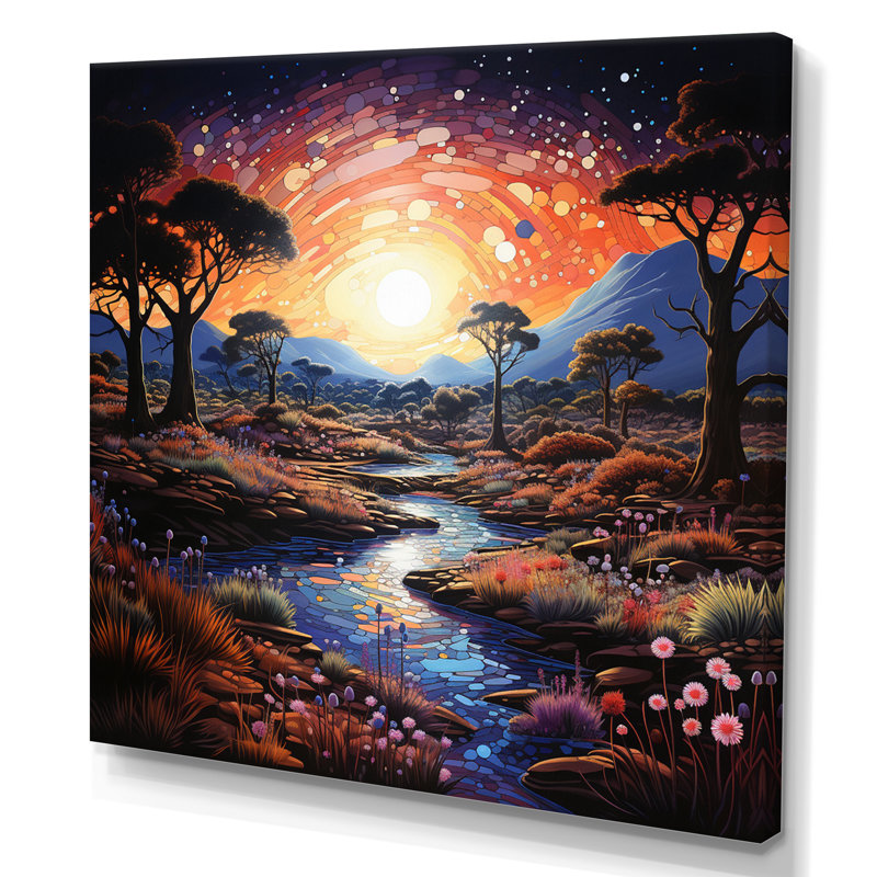 Désert crépuscule Oasis I - impression, H 36 po x l 36 po x P 1,5 po, Toile tendue
