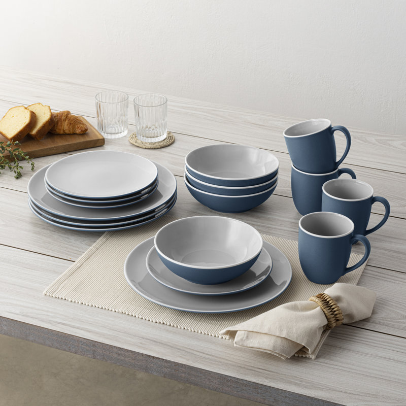 Service de table 16 pièces Noritake ColorTrio Coupe, service pour 4, Bleu