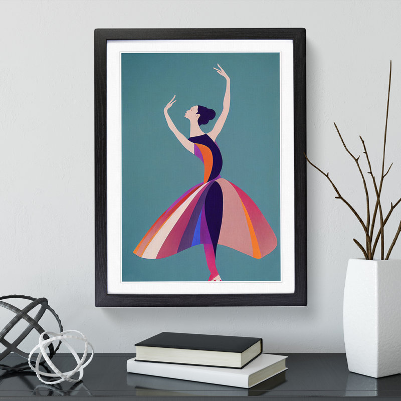 Pop Art Ballerina No.5 - Single Picture Frame Print, Black Framed, 64cm H x 46cm W x 2cm D