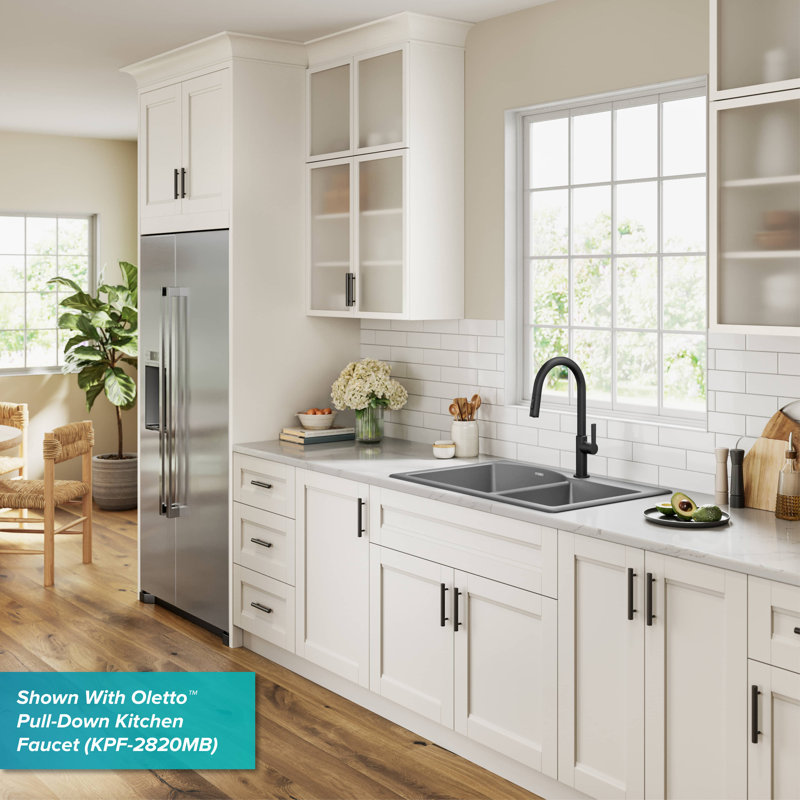 Gray 33'' Dual Bowl Granite Drop-In Kitchen Sink