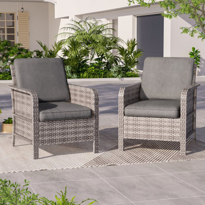 Ensemble de chaises de patio 2 pièces, ensemble de chaises en osier avec coussins épais