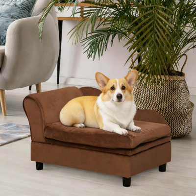 Canapé pour chien avec rangement pour animaux de compagnie, brun