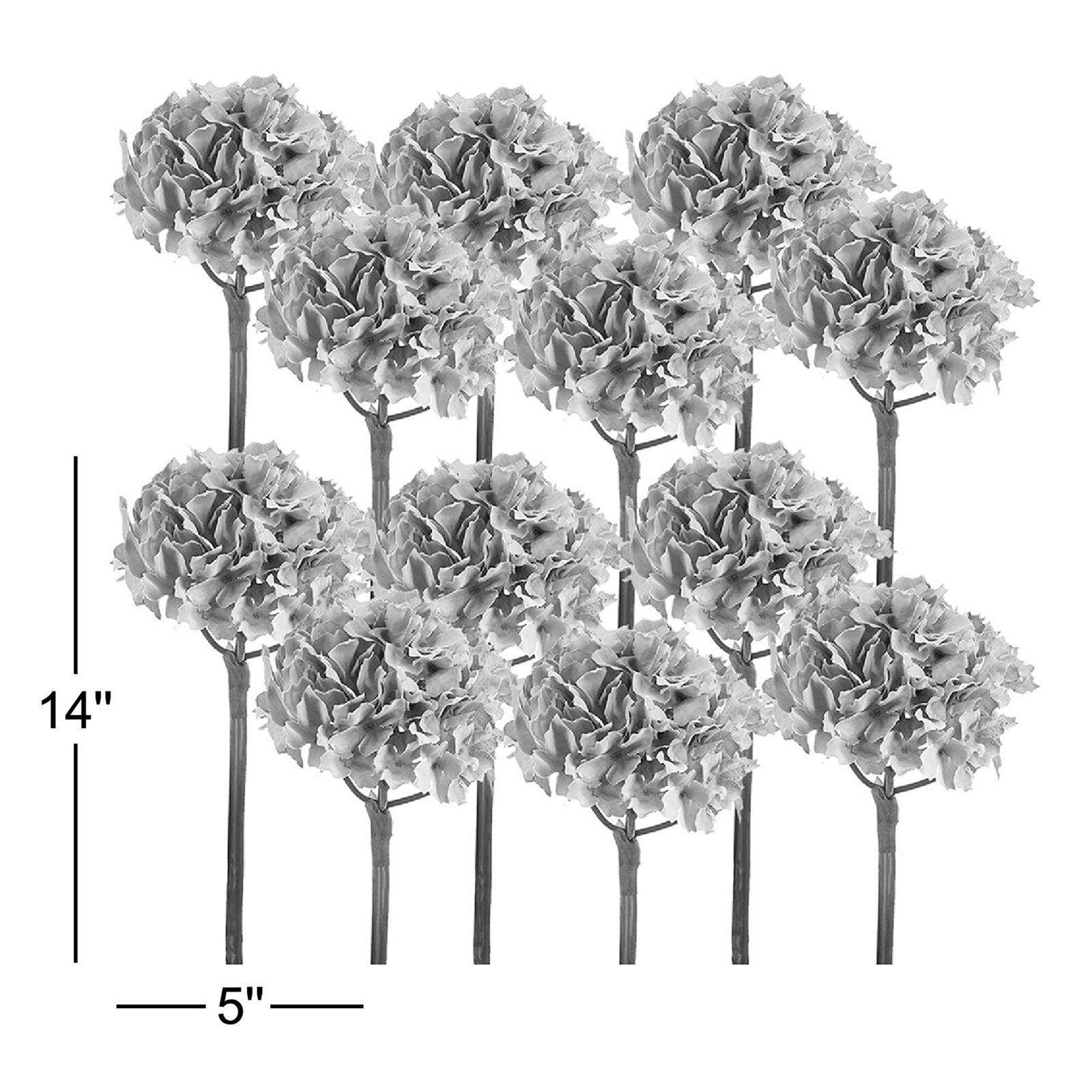 14" Almost-Real Hydrangea - Set of 12, Green