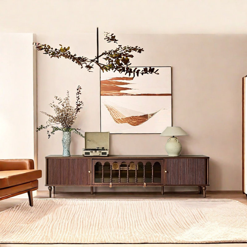Spacious TV cabinet, 86.61", Brown