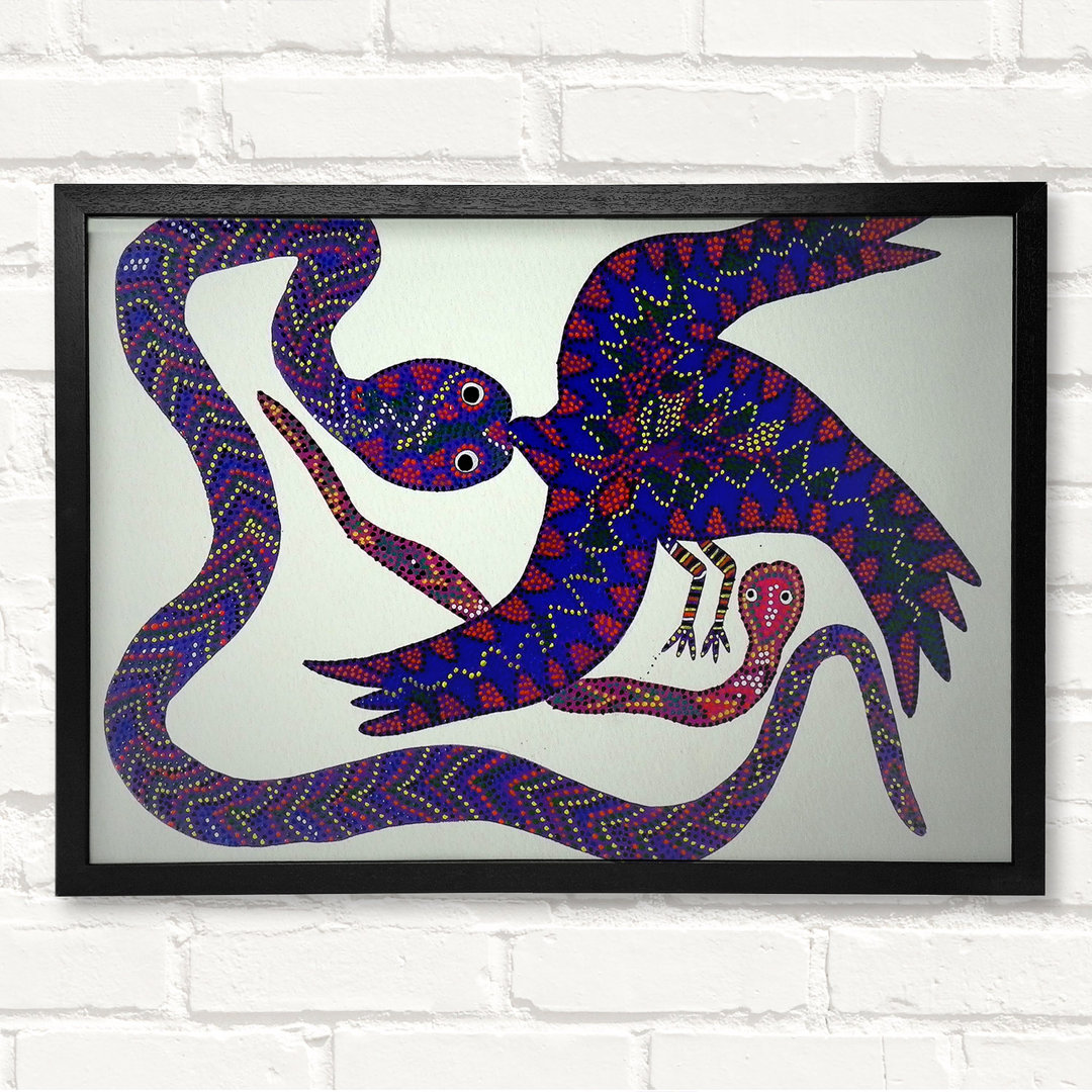 Gerahmtes Leinwandbild Aboriginal Snake Bird