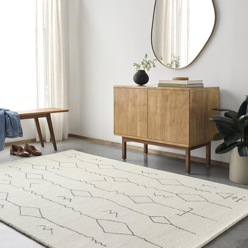 Rectangle Dena Wool Area Rug, Rectangle 6' x 9'
