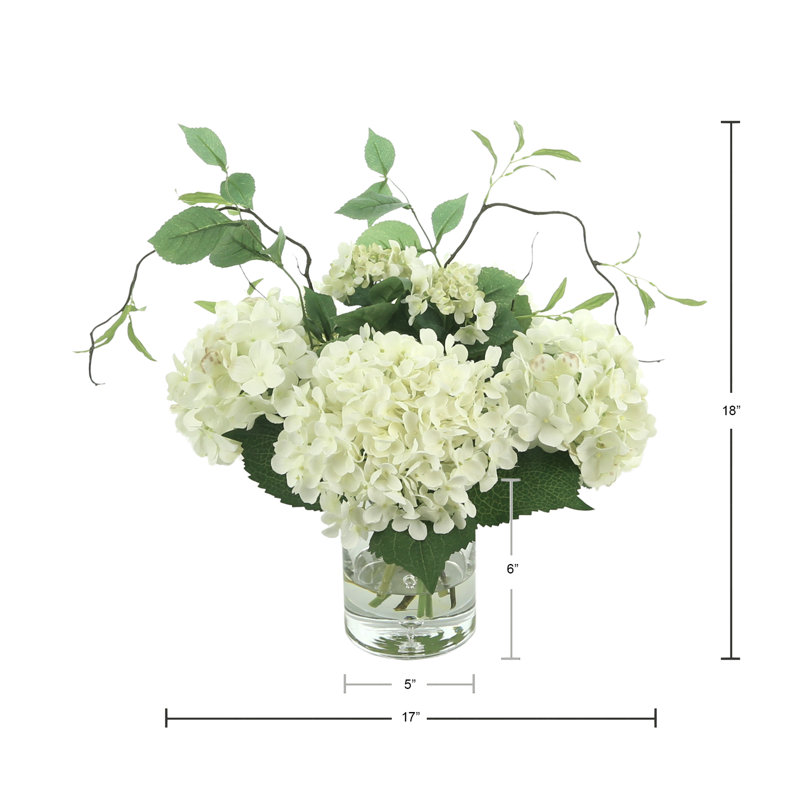 Faux Hydrangea with Vines in Vase