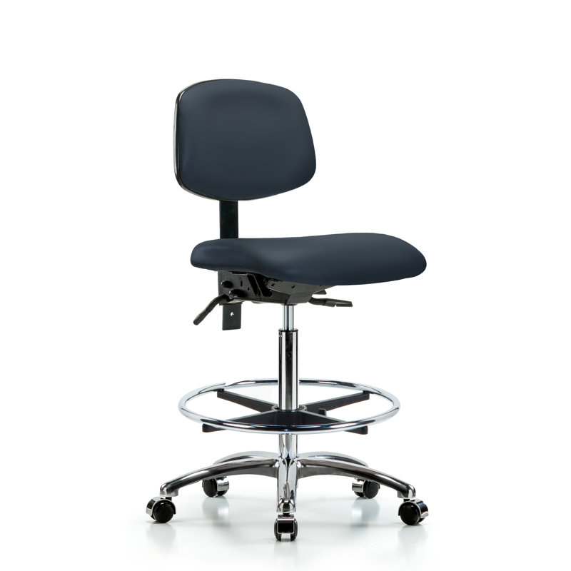 Vivienne Vinyl Drafting Chair, Casters, Imperial Blue, Not Included