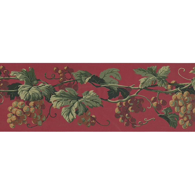 Bordure de papier peint l 15 pi x l 7 po raisins Zyaire, Rouge