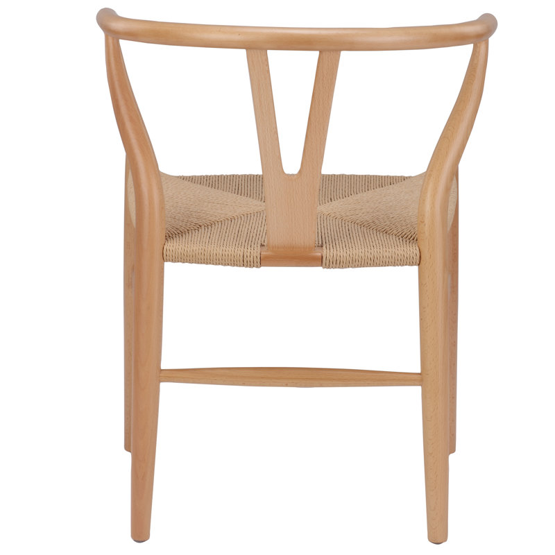Natural Wood Wishbone Armchair with Eco-Friendly Paper Rope Seat