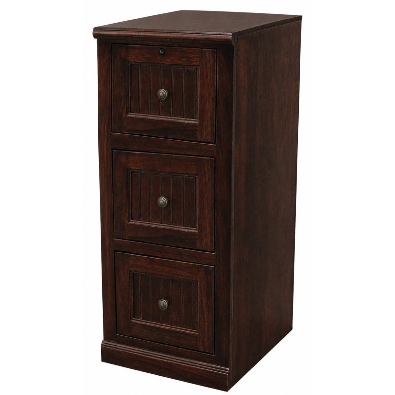 18.25'' Wide 3 -Drawer Solid Wood File Cabinet, European Cherry