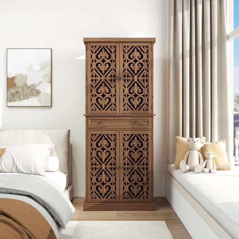 Armoire de rangement 4 portes à 1 tiroir avec 4 tablettes intérieures réglables Breshuna