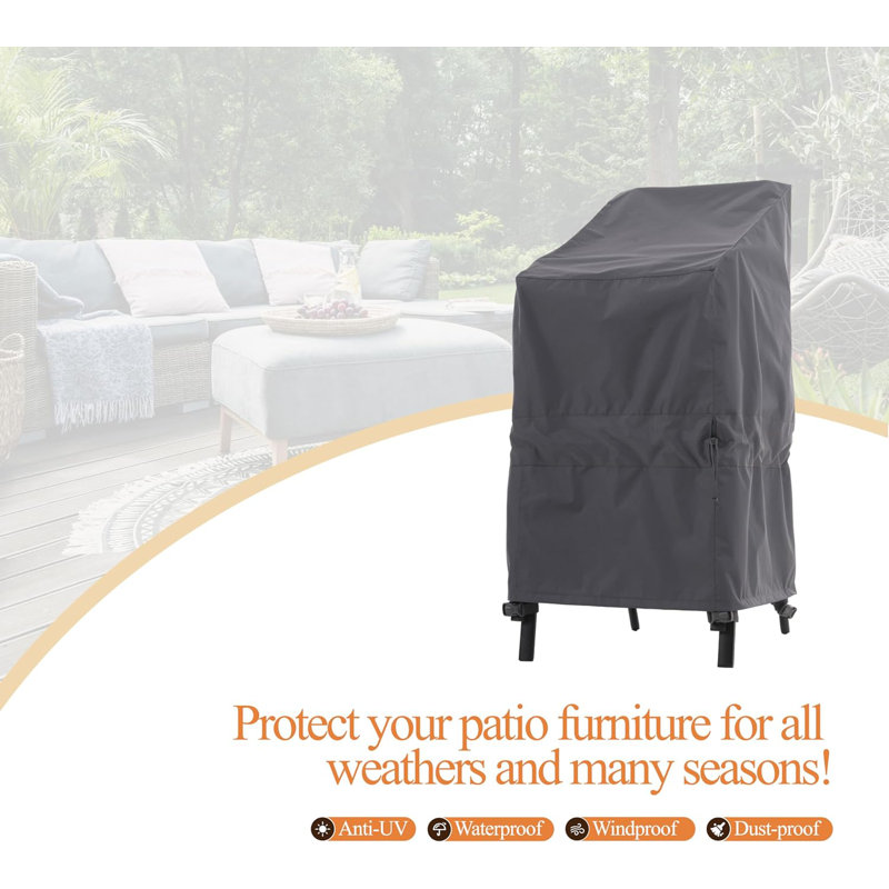 Gray Heavy Duty Waterproof Stackable Patio Chair Cover