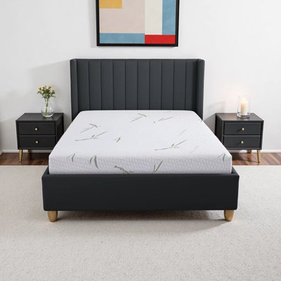 Grand matelas en mousse viscoélastique double couche de 8 pouces avec housse infusée de bambou - mousse viscoélastique imprégnée de gel et conception de refroidissement respirant