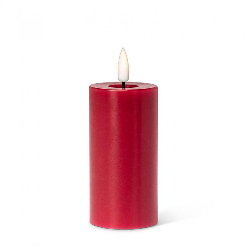 Bougie sans flamme et sans parfum, H 4 po x l 2 po x P 2 po, Rouge, 1