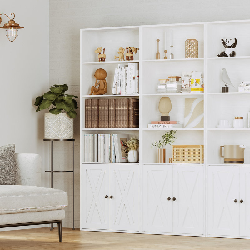 Manito 70.9" H x 23.6" W Standard Bookcase with Door, Modern 6-Tier Bookshelf with Storage, Modern Bookcases Floor Standing Display Shelf for Living Room, Home Office