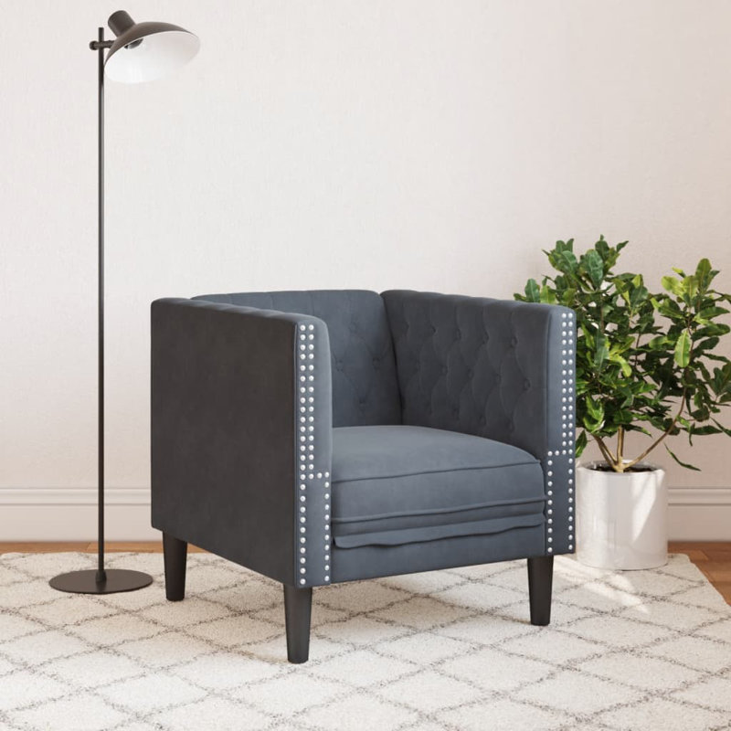 Canapé Chesterfield Ebern Designs, Velours gris velours