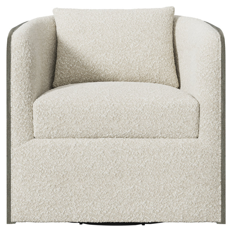 Eliot Upholstered Swivel Barrel Chair, Cream Boucle 1146-002