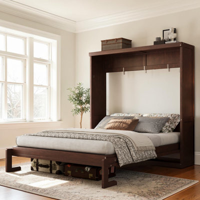 Murphy Bed, Space-Saving Fold-Out Design, Wood, Shaker Panel Style, Modern Farmhouse, Multifunctional Room