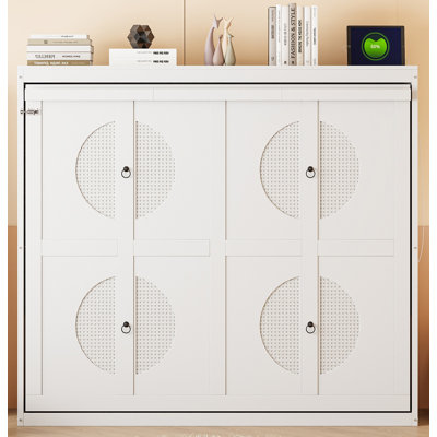 Lit escamotable double pleine grandeur, blanc