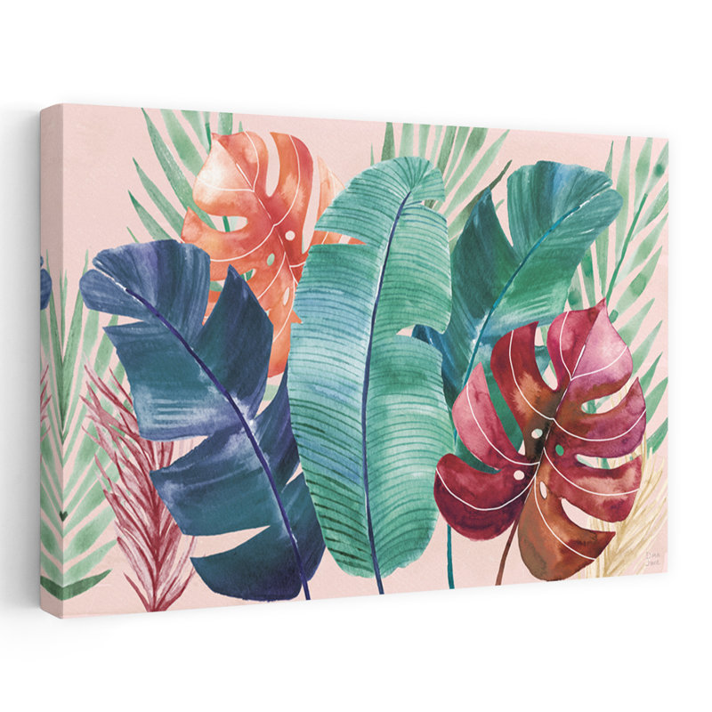 Les tropiques I bleu tropical blanc banane laisser brun, H 48 po x l 32 po