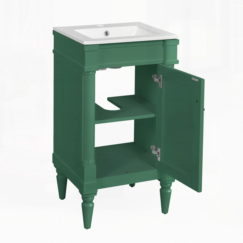 Meuble-lavabo moderne de 18 pouces avec lavabo, Vert