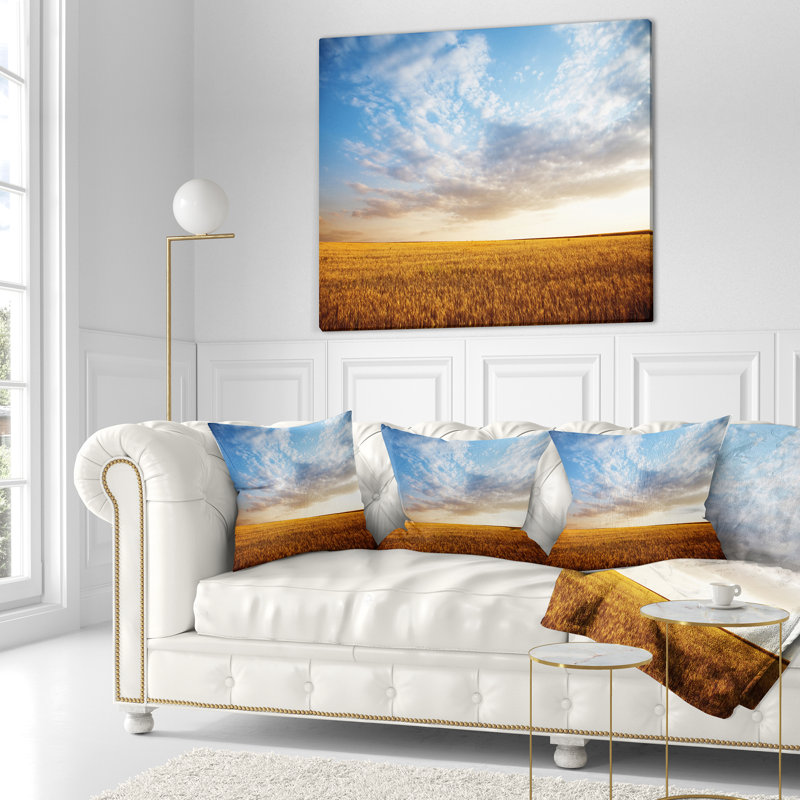 Coussin Wheat Field sous Summer Sky, 16 po x 1 po, Coussin décoratif