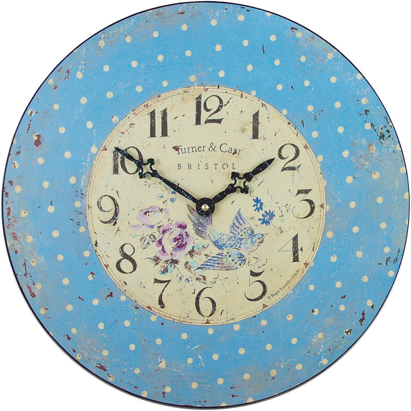 Blue Polka Dot Wall Clock - 36cm