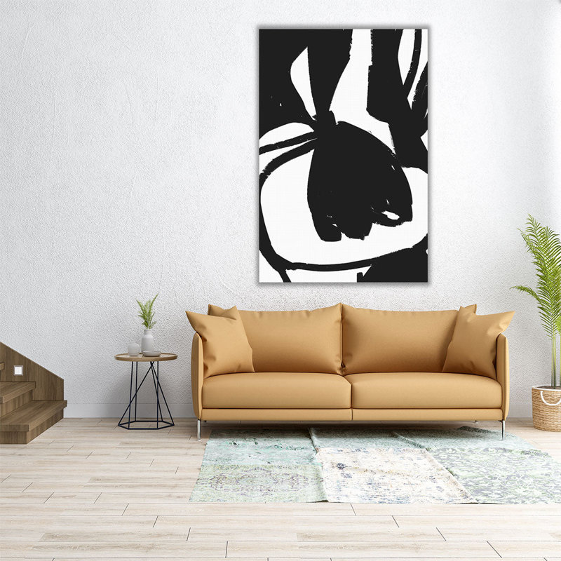 «Tulipe suspendue noire et blanche», reproduction d'art sur toile, H 30 po x l 20 po
