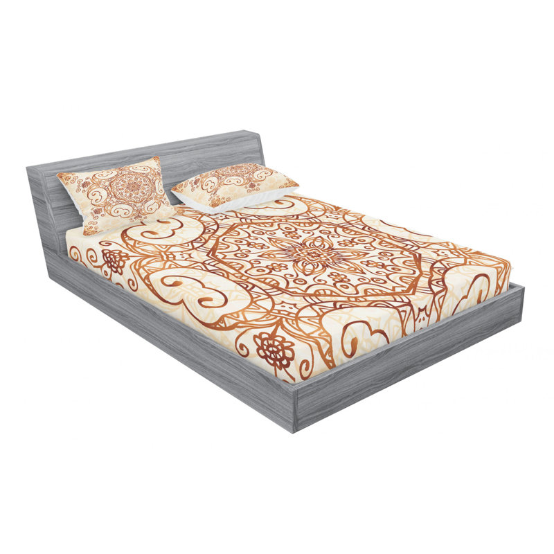 Microfiber Abstract Sheet Set, Queen Sheet Set with Fitted Sheet