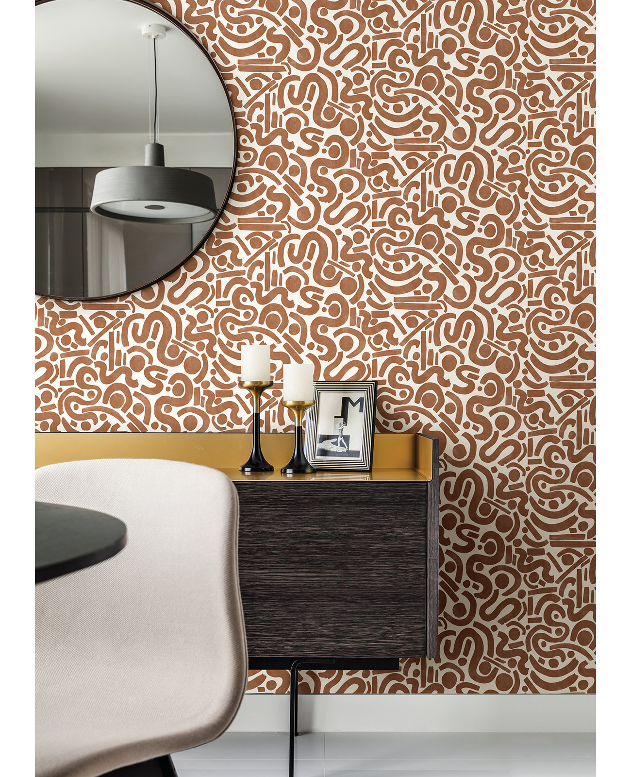 Peel & Stick Geometric Wallpaper, Orange
