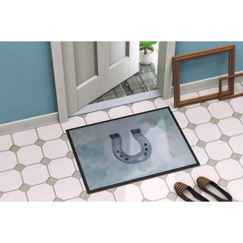 Tapis de porte d’extérieur anti-dérapant aquarelle cheval, Rectangle 1 pi 6 po x 2 pi 3 po