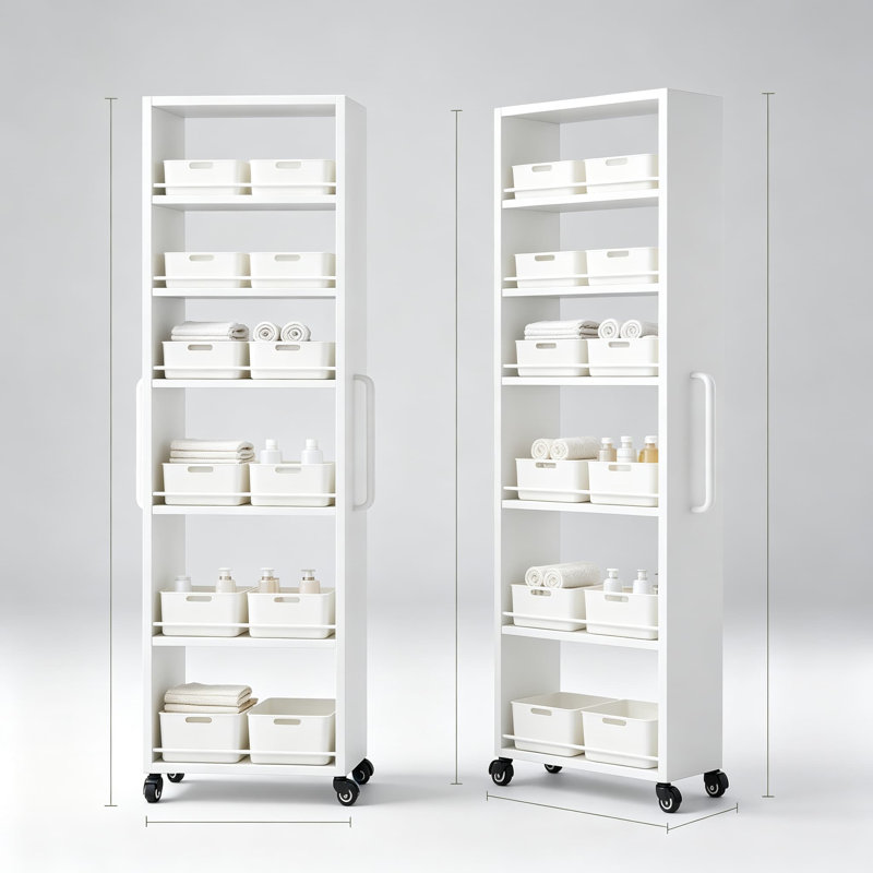 Chariot de rangement à roulettes étroit, chariot utilitaire en métal pour cuisine, salle de bain, buanderie, atelier de loisirs créatifs, chariot de rangement gain de place, blanc