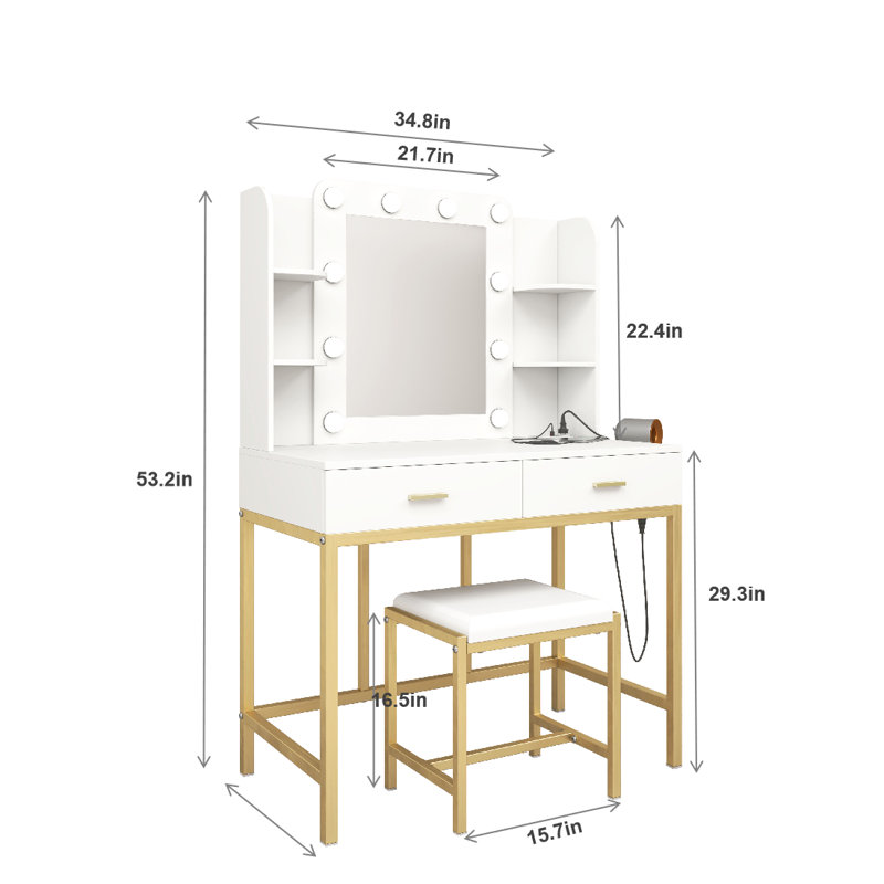 Semhar Vanity, White