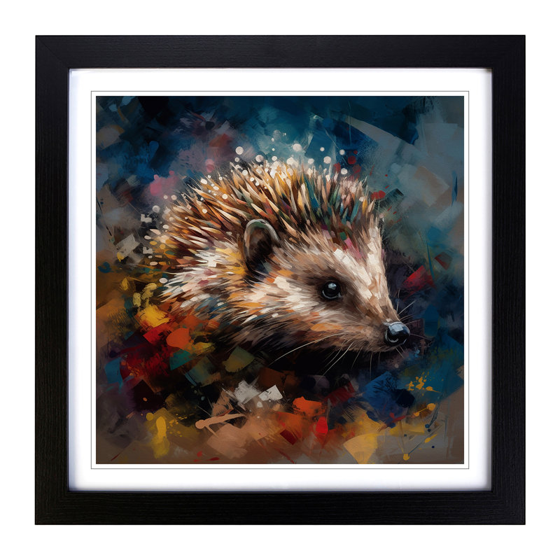Hedgehog Abstract - Framed Print, Black