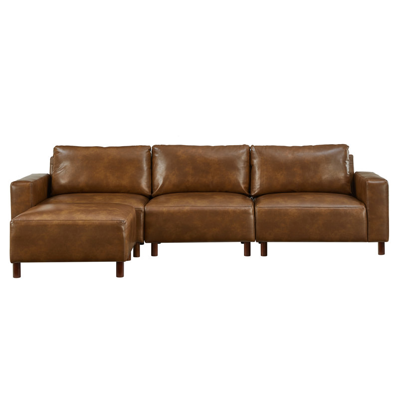 Modern Luxury Sectional Sofa Couch Quality Upholstery Breathable Pu Leather Couch L Shape Sofa With Convertible Ottoman Chaise