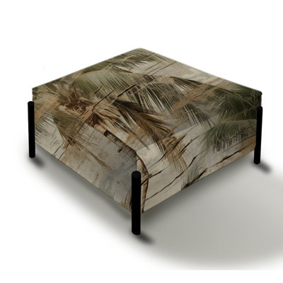 Driftwood Canvas Tropical Pattern - Tropical Large Square Ottoman by Design Art