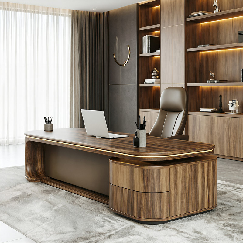 Table de bureau de 78,74 po de style chinois en bois massif brun, H 29,53 po x l 78,74 po x P 35,43 po