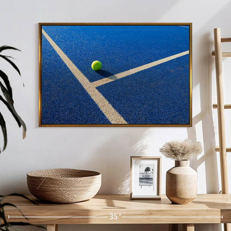 Balle de tennis, 25 po x 17 po, Cadre flottant doré