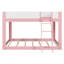 Lit superposé bas Queen Size, lit superposé convertible en bois avec échelle réversible et barrières de sécurité, rose et blanc-1518713976-1518713983