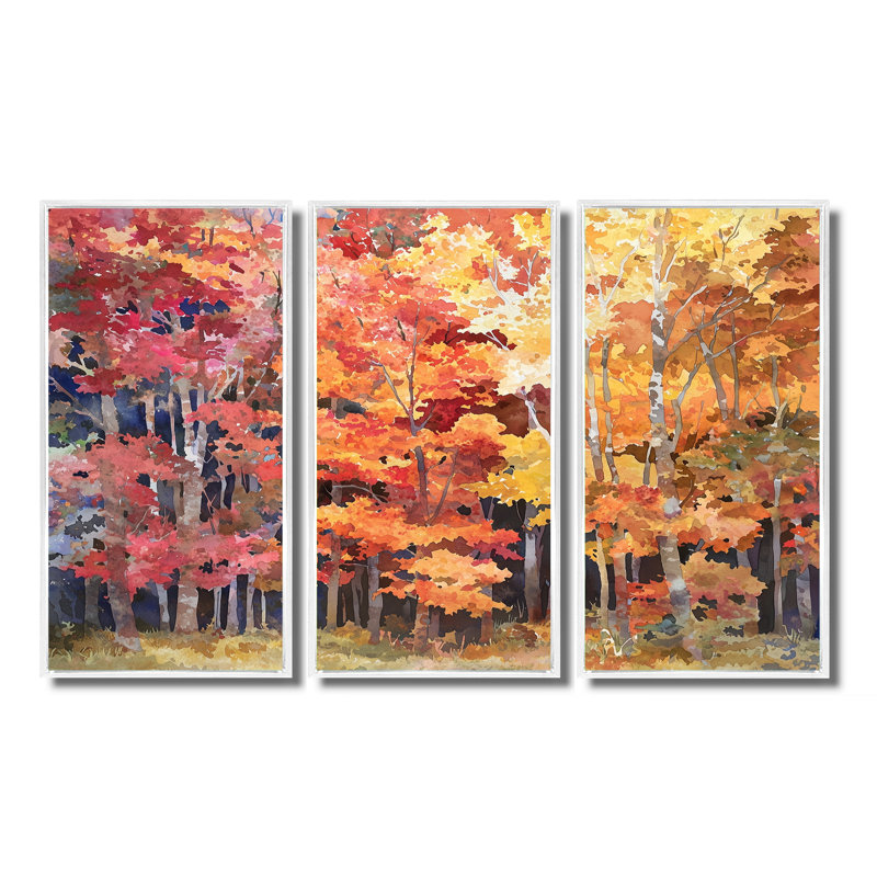 «Autumn Serenade Forest - Autumn Landscape», ensemble de reproduction d'art mural, H 28 po x l 36 po, Blanc