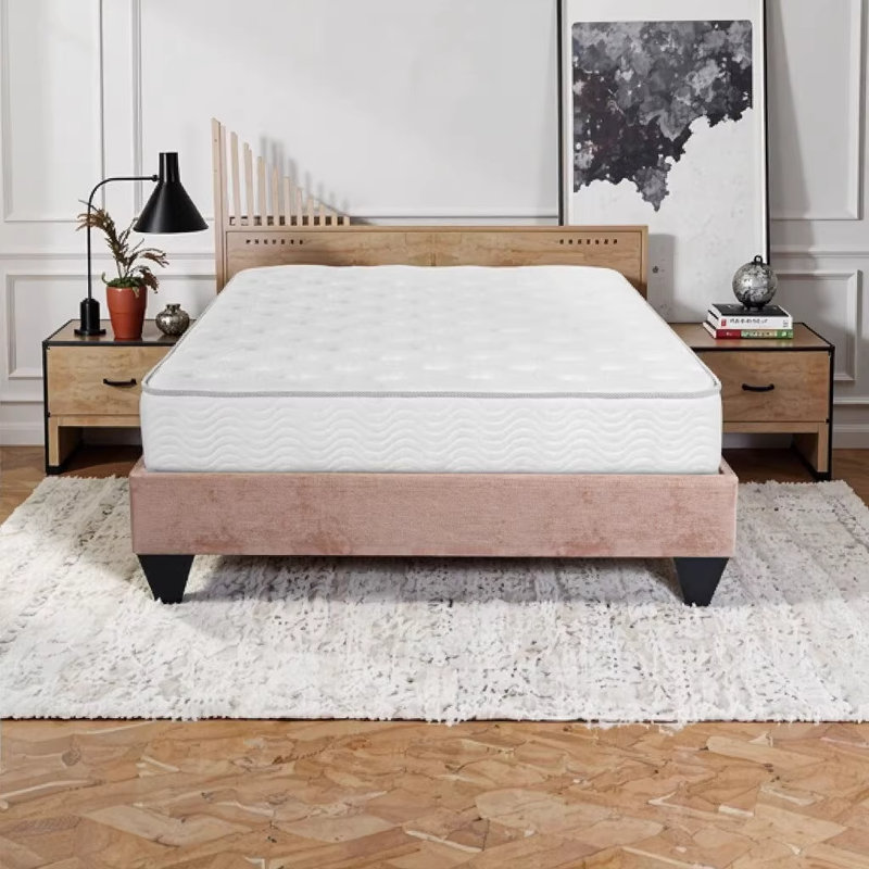 Grand matelas à ressorts ensachés 9 pouces dans une boîte, avec soulagement de la pression et faible transfert de mouvement, certifié CertiPUR-US, blanc