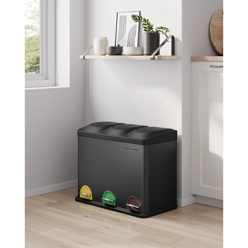 Steel Step On Kitchen Trash Can - 45L, Black