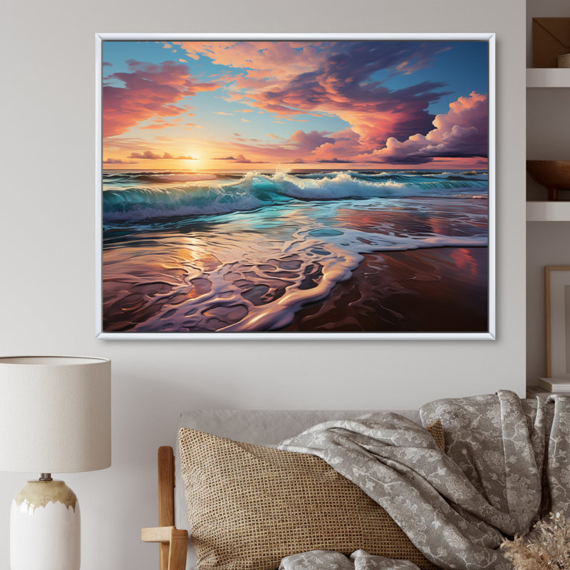 «Sunset Horizon II», reproduction sur toile encadrée, H 24 po x l 32 po x P 1 po, Cadre flottant blanc