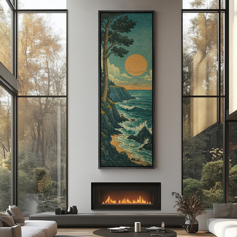 Reproduction d'art sur toile encadrée rétro, Noir, H 60 po x l 20 po